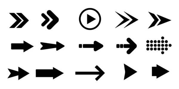 箭头大黑色图标集 箭头图标 收集矢量箭 光标现代简单的箭 矢量说明 — 图库矢量图片
