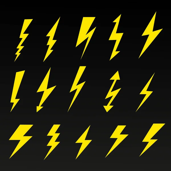 Thunder Lightning Flash Icons Vector Set — Stock Vector