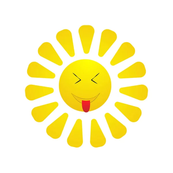 Härligt Leende Sol Emoji Sommarkänsloikoner Vektor Illustration Som Ligger Vit — Stock vektor