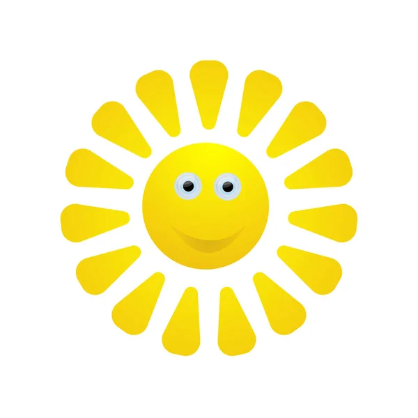 Lovely Smiling Sun Emoji Summer Emoticons Vector Illustration Located White — Stock Vector