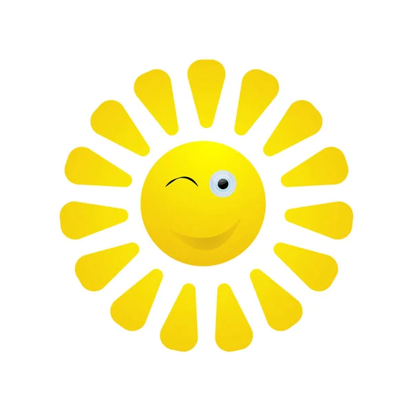 Lovely Smiling Sun Emoji Summer Emoticons Vector Illustration Located White — Stock Vector