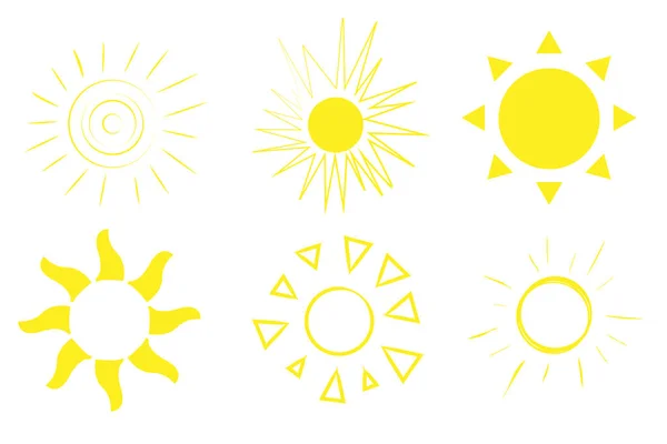 Schön Lächelnde Sonne Emojis Sommer Emoticons Vektor Illustration Auf Weißem — Stockvektor