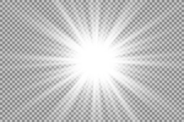 Glow Isolated White Transparent Light Effect Set Lens Flare Explosion — Stock Vector