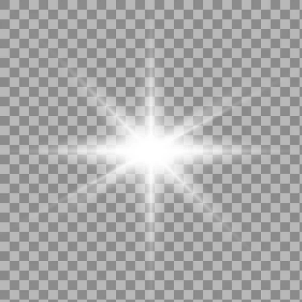 Conjunto Efectos Luz Transparente Blanca Aislada Brillo Destello Lente Explosión — Archivo Imágenes Vectoriales