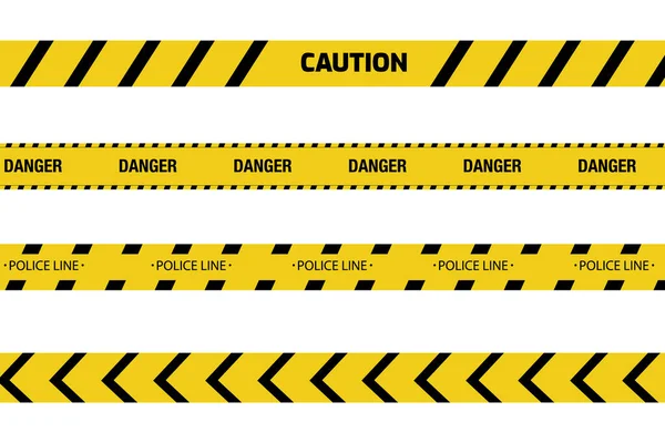 Yellow Ribbons Caution Lines Warning Tapes — Stock Vector