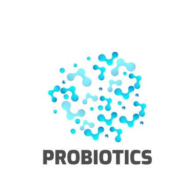 Probiyotik bakteri logosu. Basit düz stil trend modern logottip grafik tasarımı beyaz arkaplanda izole edilmiştir. Prebiyotik, Lactobacillus Vektör Simgesi Tasarımı.