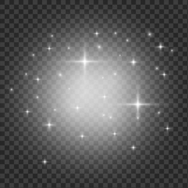Toz kıvılcımları ve altın yıldızlar özel ışıkla parlar.