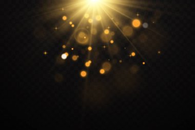 Yıldız parlaklıkla patladı. Sarı parıldayan ışıklar güneş ışınları