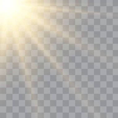 Şeffaf güneş ışığı özel lens flaş efekti.