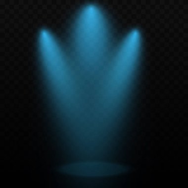 Olay yeri aydınlatma koleksiyonu, şeffaf efektler. Sahne ışıklarıyla parlak ışıklandırma.