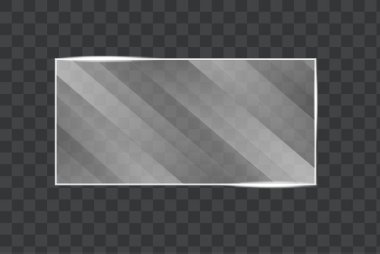 Boş, şeffaf cam taşıyıcı levha. Fotogerçekçi doku. Vektör kare cam çerçeve