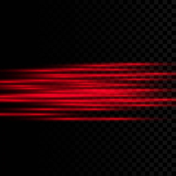 Абстрактные Красные Лучи Лазера Изолированный Прозрачном Черном Фоне Векторная Иллюстрация — стоковый вектор