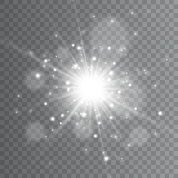 Эффект Свечения Вспышка Солнца Лучами Прожектором Звезда Вспыхнула Блестками Векторные — стоковый вектор