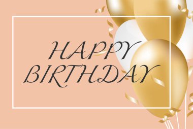 Mutlu yıllar vektör illüstrasyonu. Konfeti ve kurdele konsepti, balon.