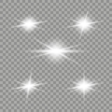 Şeffaf arkaplanda izole edilmiş pek çok sim parçacığı ile parlayan ışık efekti. Tozla kaplı vektör yıldızlı bulut. Sihirli Noel süslemesi