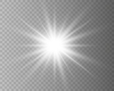 Işık efekti. Yıldız parlaklıkla patladı. Vektör illüstrasyonu