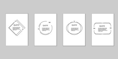 Alıntı kutuları. Cümle, karelerden alıntılar, yorum kutusundan alıntılar ve metin için fikir çerçevesi veya baloncuk işaretlerinden alıntı yapar. Konuşma pankartı sınır şablon şablonu izole simgeleri ayarlandı