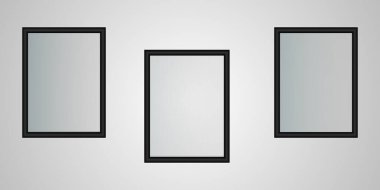 Beyaz zemin üzerinde gölge efektleri izole edilmiş vektör boş fotoğraf çerçeveleri koleksiyonu. Görüntünüz için farklı resim boyutları (çerçeveler) belirleyin.