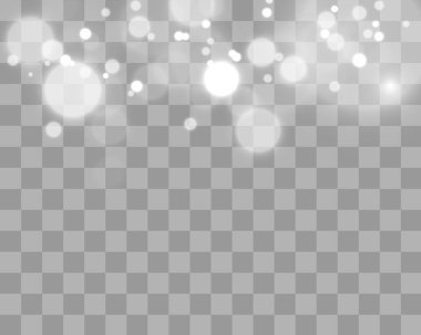 Işık soyut parlayan bokeh ışıkları. Bokeh ışıkları efekti şeffaf arkaplanda izole edildi. Şenlikli, mor ve altın renginde bir arka plan. Noel konsepti.