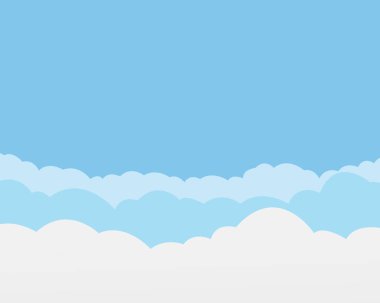 Mavi gökyüzünde beyaz ve şeffaf bulutlar. Yükselen bulutlar. Vektör grafikleri.