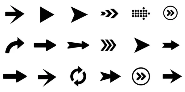 白で隔離された新しいスタイルの黒いベクトルの矢印のセット 矢印アイコン白で隔離された新しいスタイルの黒いベクトルの矢印のセット 矢印アイコン — ストックベクタ