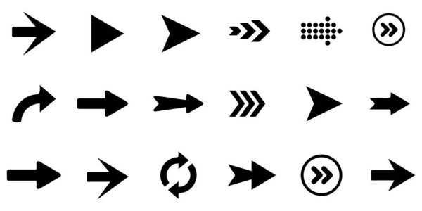 Set of new style black vector arrows isolated on white. Arrow icon.Set of new style black vector arrows isolated on white. Arrow icon.