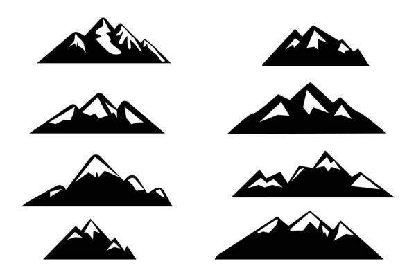 Iconos Montaña Vectoriales Aislados Blanco — Archivo Imágenes Vectoriales