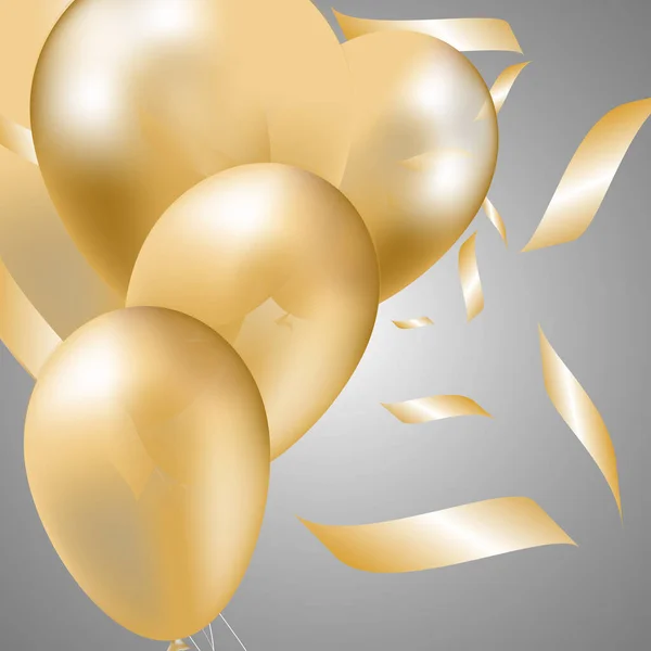Ballons Fête Vectoriels Illustration Drapeau Confettis Ruban Modèle Fond Ruban — Image vectorielle