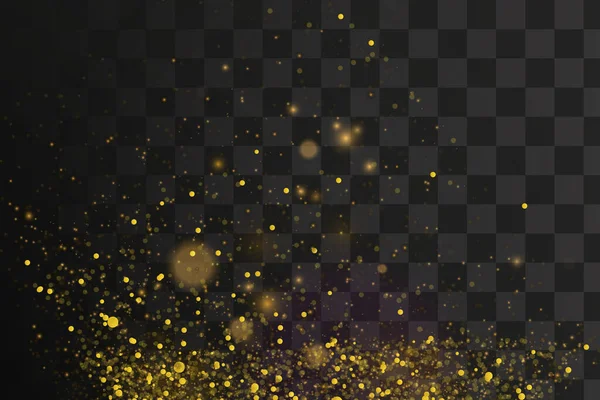 質感の輝きとクリスマスのためのエレガントな 輝く魔法の金黄色の塵粒子 魔法の概念 ボケ効果を持つ抽象的な黒の背景 ベクトル — ストックベクタ