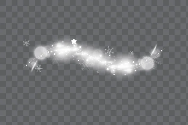 透明な背景に多くのキラキラした粒子で光の効果を発揮します 塵とベクトル星空の雲 魔法のクリスマスの装飾 — ストックベクタ