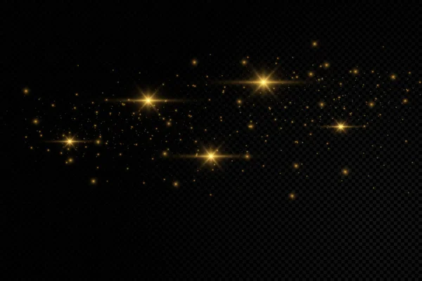 Polvo Dorado Navideño Las Chispas Amarillas Las Estrellas Doradas Brillan — Vector de stock