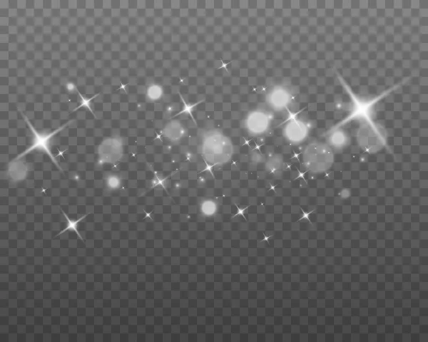 Étoiles Effet Lumière Dorée Éclats Avec Des Étincelles Isolées Sur — Image vectorielle