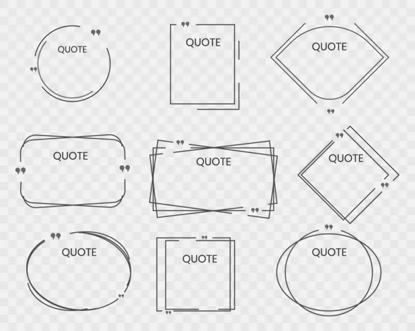 引用方框 句子引用框架 引用注释引文框和意念框架或冒号的文字 语音横幅引用边框模板向量模板孤立图标集 — 图库矢量图片