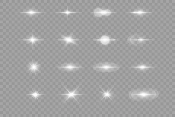 Étoiles Brillantes Sur Fond Transparent Étoile Blanche Brillante Avec Éclat — Image vectorielle