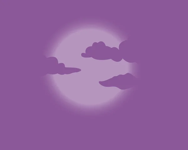 Nacht Und Mond Mit Wolken Flaches Design Vektorillustration — Stockvektor