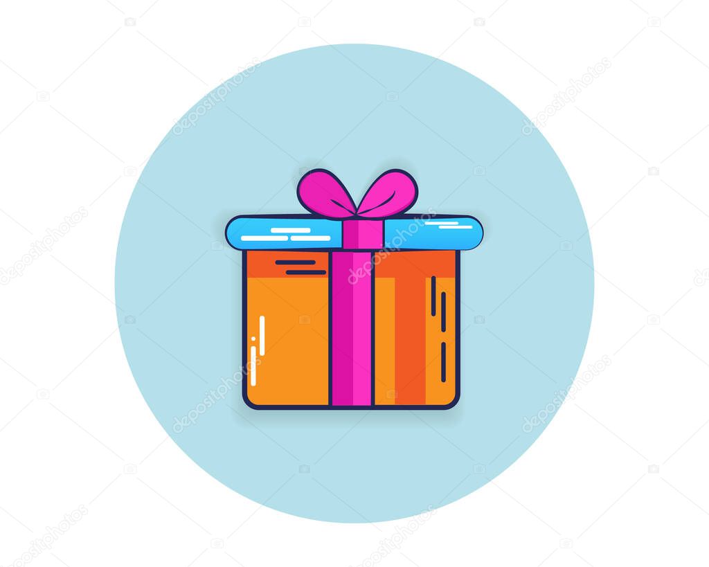 Gift box vector style line icon flat design. Lovely gift box for the surprise isolate from the white background.