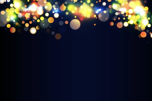 ボケ輝くクリスマス2020背景 現実的な効果を持つお祭りの概念 アブストラクト回覧パーティー魔法のクリスマスライト — ストックベクタ