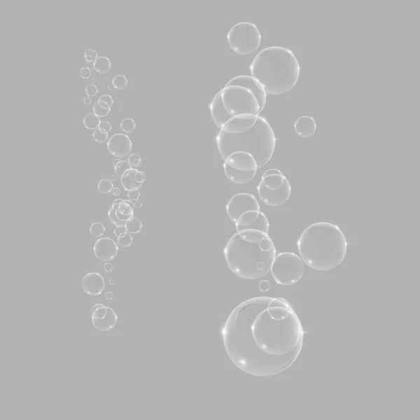 Bubbles Underwater Texture Isolated Black White Background Fizzy Air Gas — Stock Vector