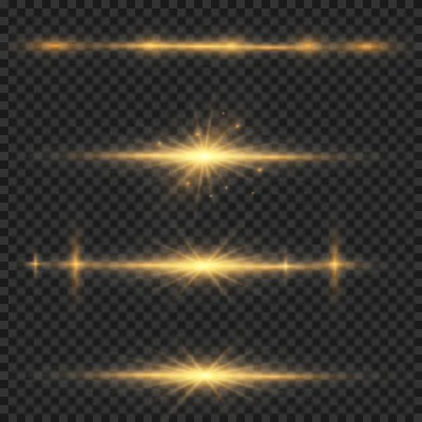 Elegante Efecto Luz Dorada Rayos Luz Láser Abstractos Rayos Caóticos — Vector de stock