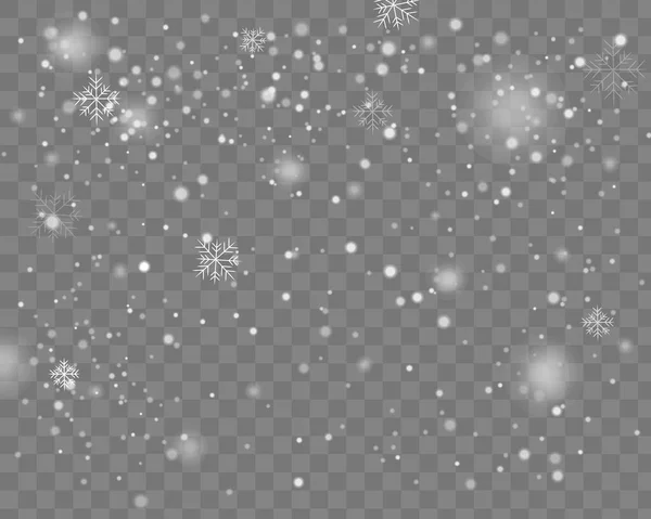 Vector Heavy Snowfall Snowflakes 형태의 눈송이 눈송이들 떨어지는 크리스마스빛나는 투명하고 — 스톡 벡터