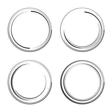 Beyaz arka planda izole edilmiş halkaları olan ve kullanımı kolay el yapımı elementler. Kendi mükemmel projeni tasarla. Vektör illüstrasyonu.