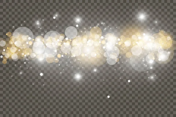 Geel Wit Goud Licht Abstract Gloeiende Bokeh Lichten Effect Geïsoleerd — Stockvector