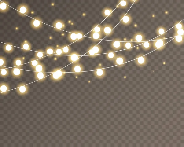 Şeffaf Arka Planda Izole Edilmiş Noel Işıkları Vektör Illüstrasyonu — Stok Vektör