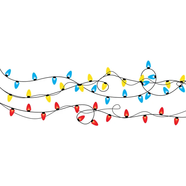 Şeffaf Arka Planda Izole Edilmiş Noel Işıkları Vektör Illüstrasyonu — Stok Vektör