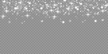 Parlayan bokeh şeffaf arkaplanda izole edildi. Noel kavramı. Beyaz kar.