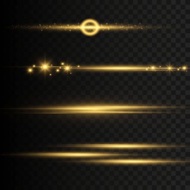 Soyut altın ön güneş merceği parlamaları şeffaf özel ışık efekti tasarımı. Hareket halinde vektör bulanıklığı parlıyor. Şeffaf bir arkaplanda izole edilmiş. Dekor elemanı. Yıldızlar ışıldıyordu.