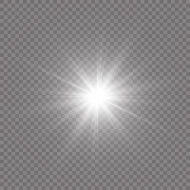 Şeffaf arkaplanda parlayan ışık etkisi. Vektör illüstrasyonu EPS10.