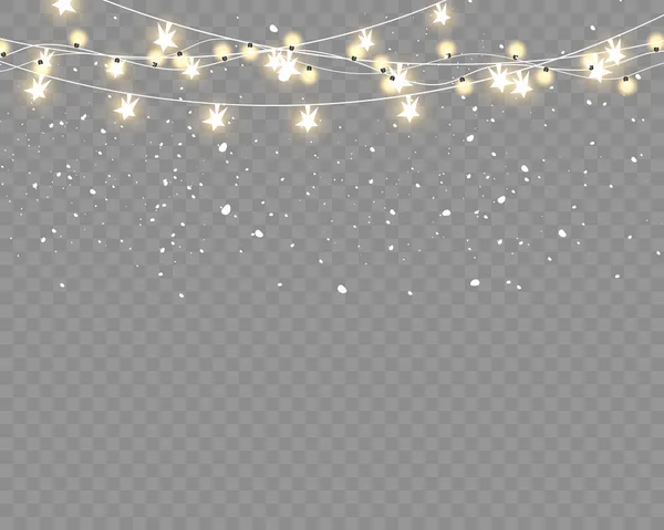 Kerstverlichting Geïsoleerde Realistische Design Elementen Gloeilampen Voor Kerstmis Vakantie Kaarten — Stockvector