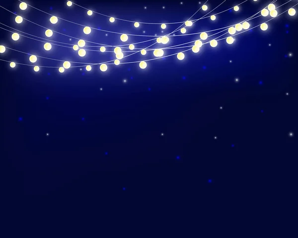 カード バナー ポスター ウェブデザインのための透明な背景に隔離されたクリスマスライト 黄金のクリスマス輝くガーランドのセットLedネオンランプベクトルイラスト — ストックベクタ
