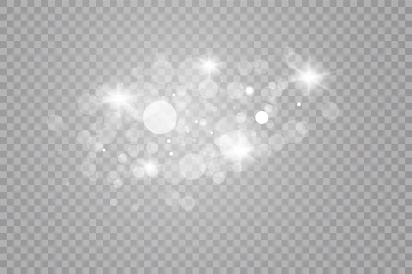 Glow Light Effect Vector Illustration Christmas Flash Dust White Sparks — Stock Vector